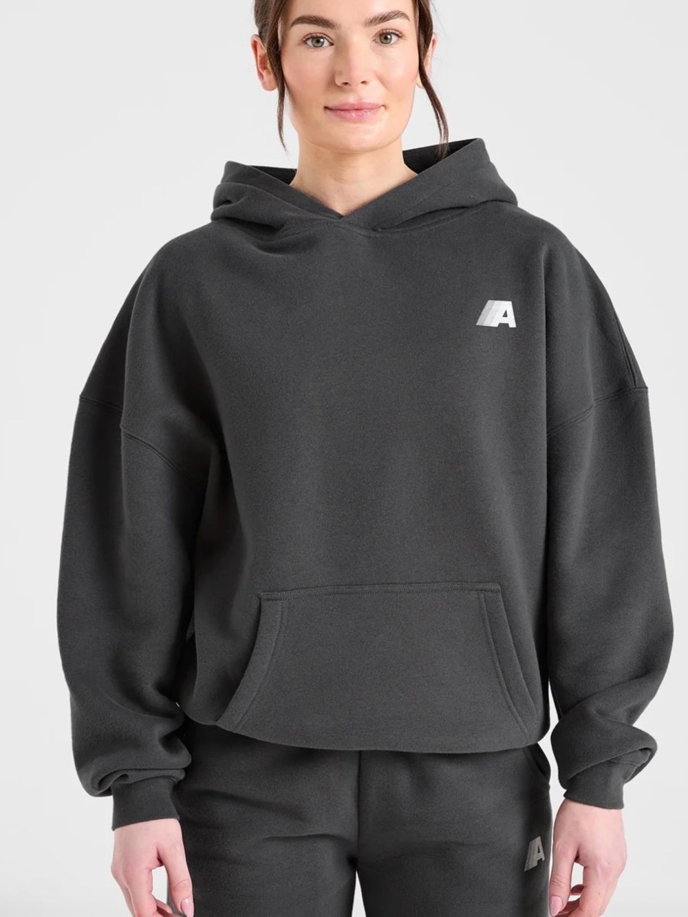 AYBL Retro Athletic Oversized Hoodie Charcoal Athleisure Activewear XS